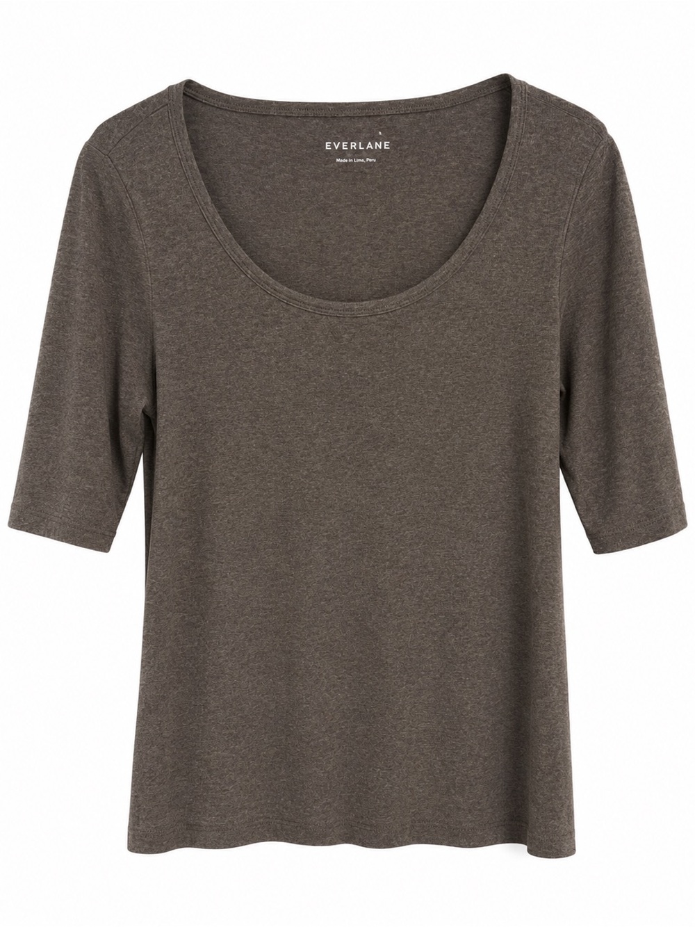 Everlane Scoop Neck Short Sleeve Tee - Taupe/Brown